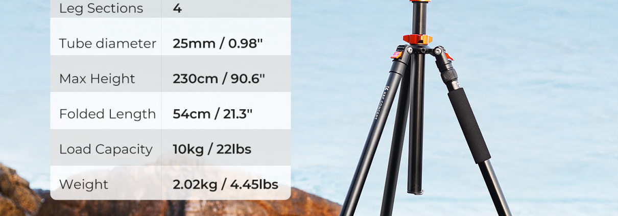 de K&F Tripod met kantelbare arm